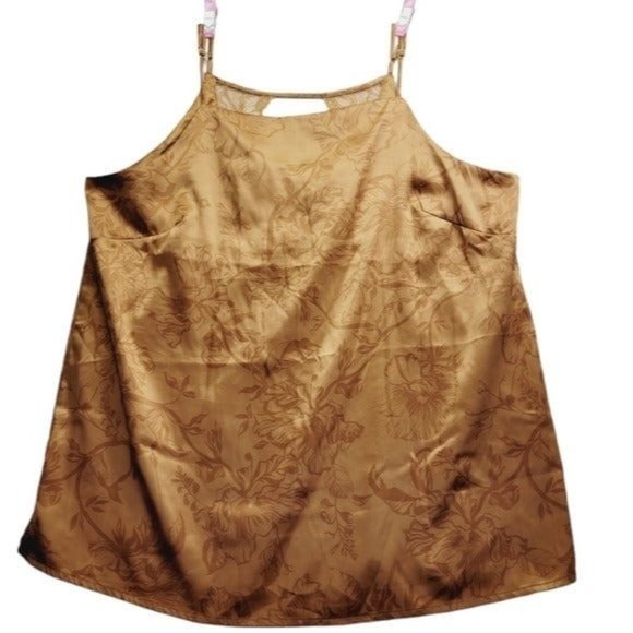*3 Stars above small Carmel camisole floral pattern lace back cutout detail #9 - Picture 1 of 8